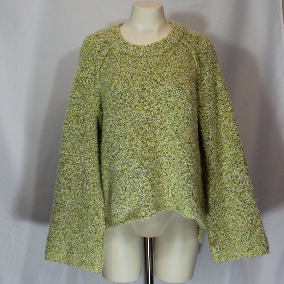 Free People slouchy sweater high low top yellow, black white colors size Medium - Picture 2 of 9